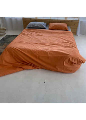 Постільна білизна Теракот + сірий, ранфорс Двухспальний розмір, наволочки 50/70 No Brand (364217446)