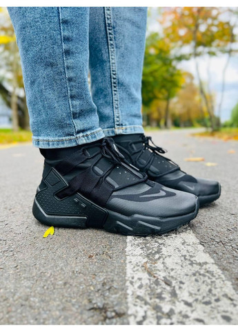 КРОССОВКИ ЖЕНСКИЕ NIKE HUARACHI GRIPP ZIP TREPLE BLACK НАЙК ХУАРАЧИ No Brand чёрные демисезоны (368647139)