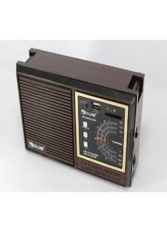 Портативний акумуляторний радіоприймач RX-9933 всіхвильові з телескопічною антеною c USB та SD Коричневий Golon (305412175)