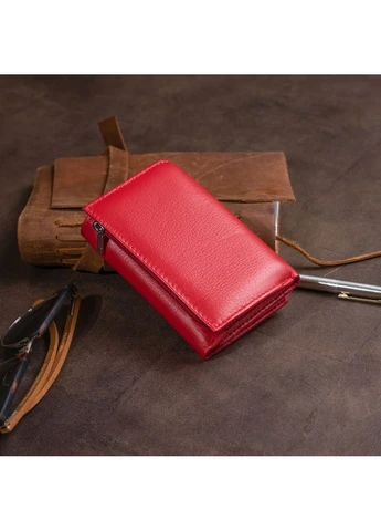 Жіноче шкіряне портмоне для карток купюр та монет ST Leather Червоне Верховинка 19335 (398295311)