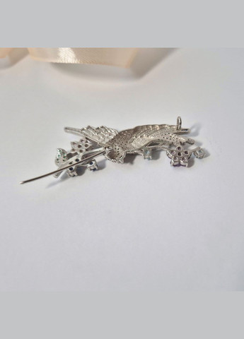 Серебряная Брошка Птичка Королек с разноцветными Камнями серебро 925 пробы Родированное 600008 7.52г No Brand (313103488)