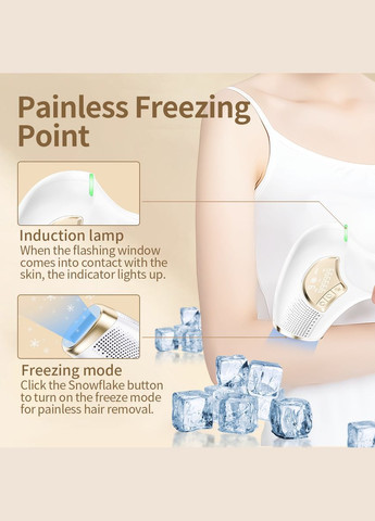 Фотоепілятор 999999 3 в 1 з функцією крижаного охолодження та 9 рівнями інтенсивності IPL (320588131)