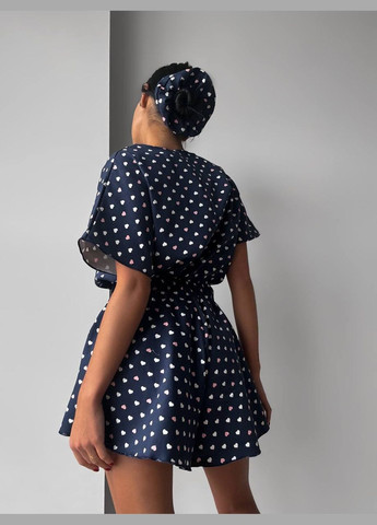 Темно-синя всесезон піжама (шорти, футболка, гумка для волосся) футболка + шорти Liton