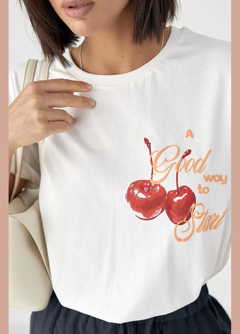 Хлопковая футболка с вишнями Lurex - (333339875)