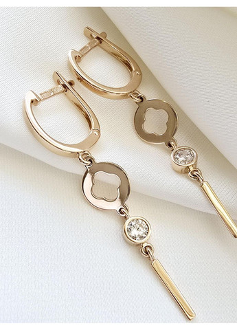 Золоті сережки-підвіски с фіанітами 110585-1с Столична Ювелірна Фабрика (355795894)