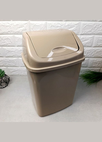 Объемное мусорное ведро с поворотной крышкой 18 л кремового цвета Алеана (364195618)