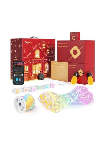 Гірлянда Smart LED H705A Permanent Outdoor Lights, RGBIC, IP67, 30м, кабель прозорий Govee (315503776)