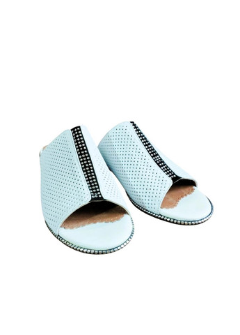 Шльопанці жіночі на маленькому підборі 37 (23,5 см) білі Sherlock Soon (342324427)