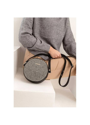 Кругла фетрова сумка жіноча через плече Таблетка зі шкіряними чорними вставками BlankNote (302009373)