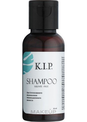Бессульфатний шампунь для інтенсивного відновлення пошкодженого волосся (пробник) Shampoo 30ml (1312799-31104262) K.I.P. (368638681)