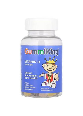 Вітамін D для дітей, 60 жувальних таблеток Gummi King (370135412)