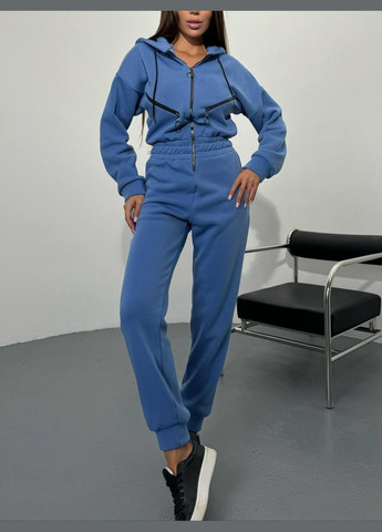 Комбінезон жіночий No Brand однотонний синій спортивний, повсякденний, кежуал, джинсовий тринитка