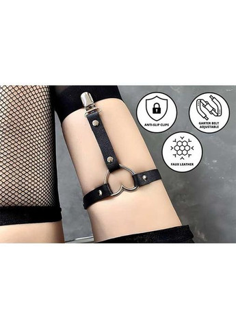 Гартер на 2 ноги с подвязками для чулок и сердечком 2 шт черного цвета для садо-мазо и ролевых игр M.M. (360603825)