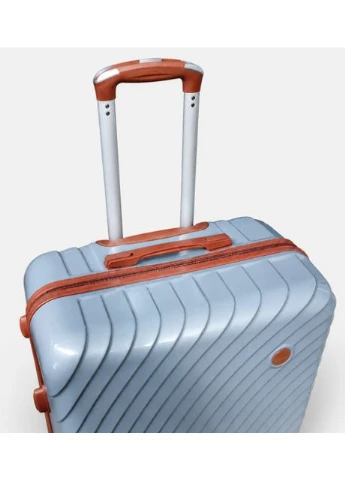 Велика дорожня валіза полікарбонат PC R42140-L-LB (серебристо-блакитний) з кодовим замком і поворотними колесами No Brand (397880665)