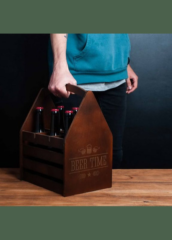 Ящик для пива "Beer time" для 6 бутылок (BDbox-34) Brown BeriDari (268034664)