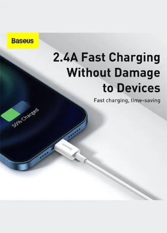Кабель c поддержкой быстрой зарядки Lightning Apple iphone Superior |1.5M, 2.4A| Белый (CALYS-B02) Baseus (337352286)