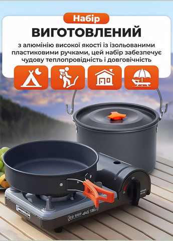 Набор туристической алюминиевой посуды HP39578C 3 предмета 21/18/22 см LUGI (336191481)