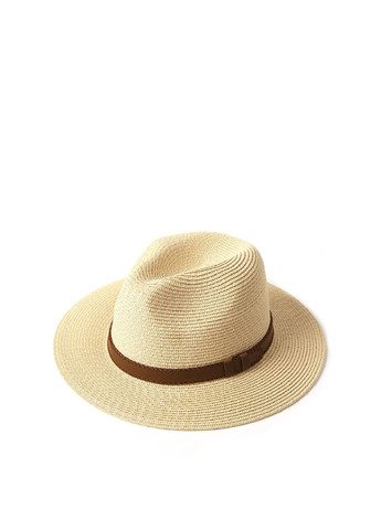 Шляпа федора женская бумага бежевая BAY LuckyLOOK 842-992 (289478320)