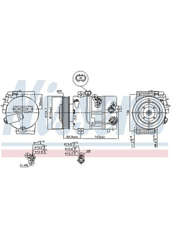 Компрессор кондиционера KIA SORENTO II (XM) (10-) 2.0 CRDI | KIA SORENTO II (XM) (10-) 2.2 CRDI | Nissens (354337392)