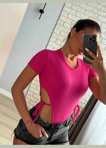 Базовий боді малинового кольору з турецького рубчика No Brand 685-4 (341328429)