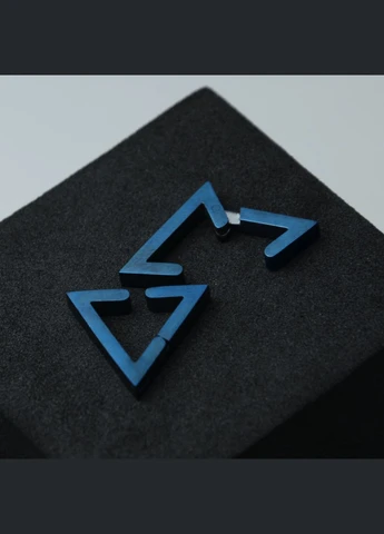 Сережки-Кафф з нержавіючої сталі "Triangle Blue" (Пара) Royal (308359735)