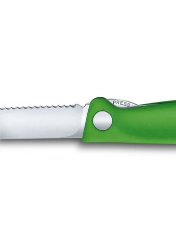 Кухонний ніж SwissClassic Foldable Paring лезо 11см хвил. з зел. ручкою (блістер) Victorinox (385888519)