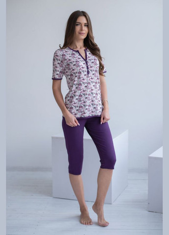 Фіолетова всесезон піжама з бриджами футболка+ бриджі Wiktoria 1016 plum