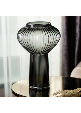 Стеклянная ваза серого цвета фигурная для интерьера декор для цветов и сухоцветов ProDobro (364192505)