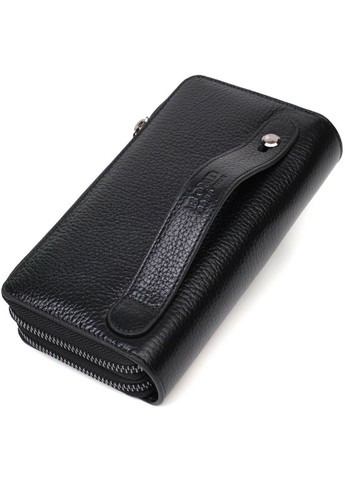 Практичний чоловічий клатч із двома відділеннями з натуральної шкіри 22027 Чорний Bond (298568638)