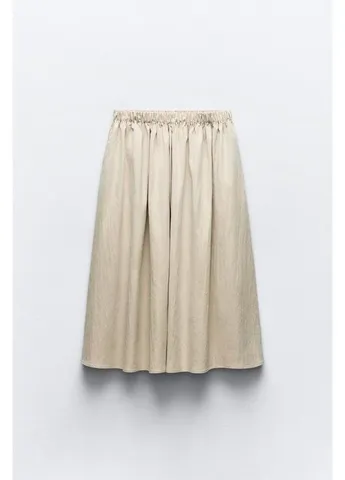 Бежевая объемная юбка меди Zara