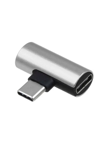 Перехідник спліттер 2 в 1 USB-C Type C USB-C Type C адаптер для зарядки і прослуховування музики (сріблястий) China (366874623)