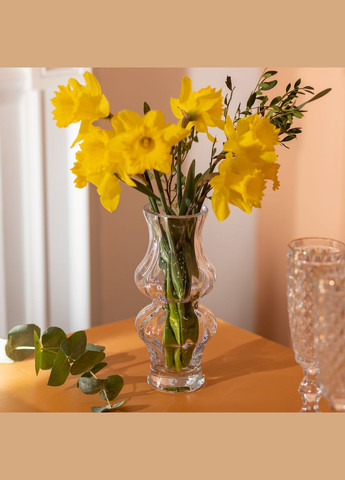 Стеклянная ваза для цветов прозрачная 20.5 см декоративная для дома и интерьера. Flower Season (353502021)