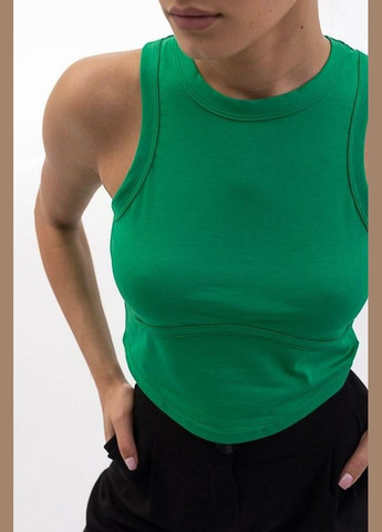 Женская майка укороченная с имитацией косточек зеленая MKAR69016-5 Modna KAZKA — 336933506