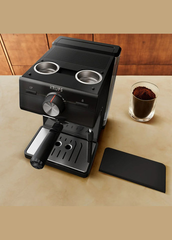 Кофеварка рожковая Authentic C50 2л, молотая, ручной капучинатор, 15 бар, черный Krups (314779853)