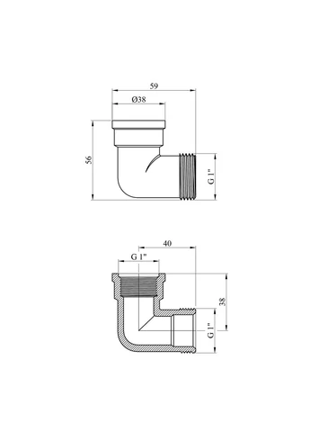 Кутник посилений 1" ВЗ латунний УК0118-1-В Lexline (322643896)
