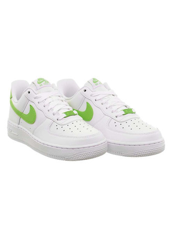 Женские Кроссовки Air Force 1 Low White Белый Салатовый Nike комбинированные демисезоны (367596356)