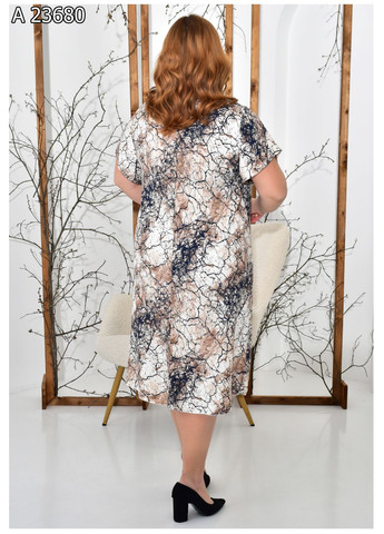 Бежева повсякденний жіноча літня сукня з принтом великого розміру SK