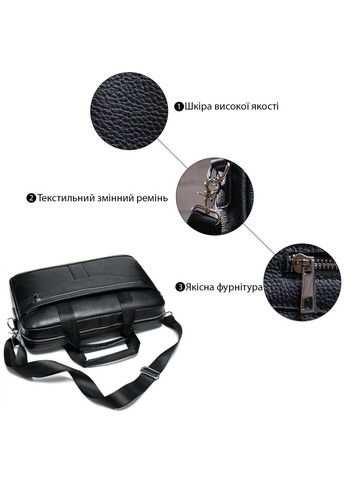 Деловая мужская сумка из натуральной кожи с множеством карманов черная (sku_14886) No Brand (328922181)