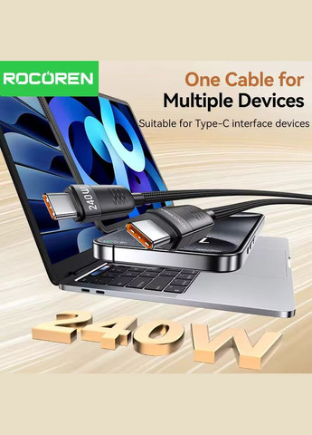 Кабель 240W PD3.1 Type-C/Type-C RCXTT2-LCB01 2метра black Rocoren (322812604)