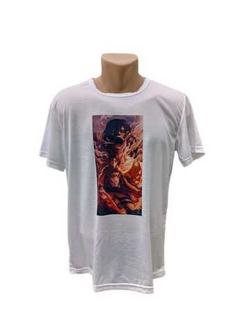 Белая футболка детская леви аккерман levi ackerman атака титанов двухсторонняя No Brand