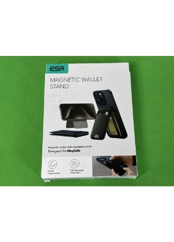 Магнітний гаманець-постовка з веганської шкіри Vegan Leather Wallet Stand (HaloLock) Black ESR (388579772)