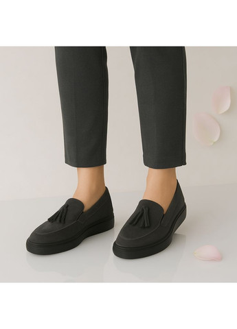 Kindzer Жіночі лофери Lux 1005 сірі демісезонні замшеві з китицями лофери сірий з натуральна замша, — демісезон (356103780)