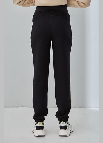 Теплые брюки-джоггеры для беременных черные трикотажные с начесом Юла мама (302648590)