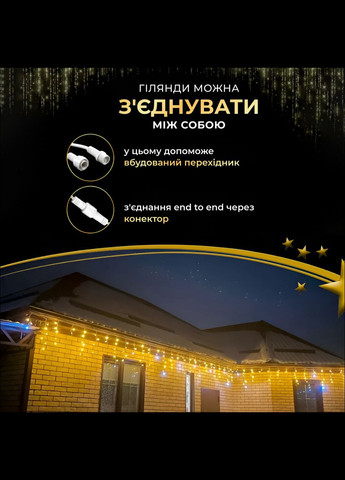 Вулична гірлянда бахрома 25 (м) 405 led світлодіодів зовнішня жовтий білий дріт Garlando (315636994)