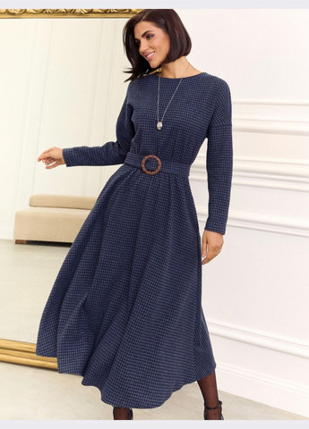 Темно-синя кежуал темно-синя сукня-міді в клітинку Dressa в клітинку