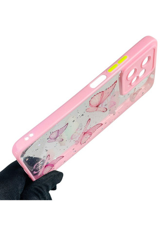 Чехол для Redmi Note 12 4G с блёстками с бабочками на сяоми редми нот 12 4г розовый Xiaomi (366386135)