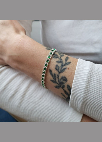 Серебряный браслет на руку Арабский Бисмарк с Зелеными камнями 17 - 21 см серебро 925 пробы 7003 7.72г Nobrand (369612471)