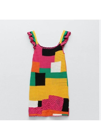 Комбінована сукня жіноча limited edition color block crochet mini dress size small Zara