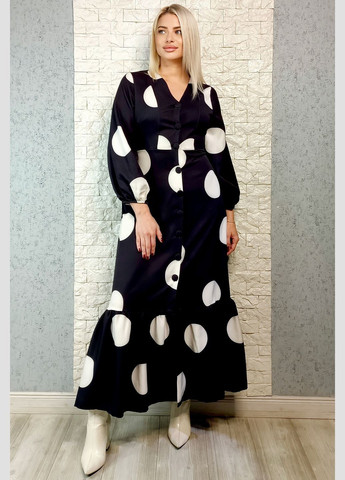 Черное повседневный, кэжуал платье рубашка New Imperial в горошек