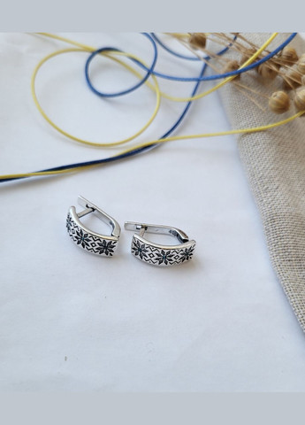 Срібні сережки Вишиванка із Блакитним камінням чорнене срібло 925 проби 5016ч 3.80г No Brand (306743430)